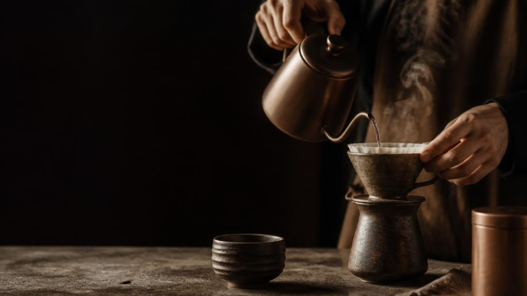 Freshly ground NOVRE coffee and beans
